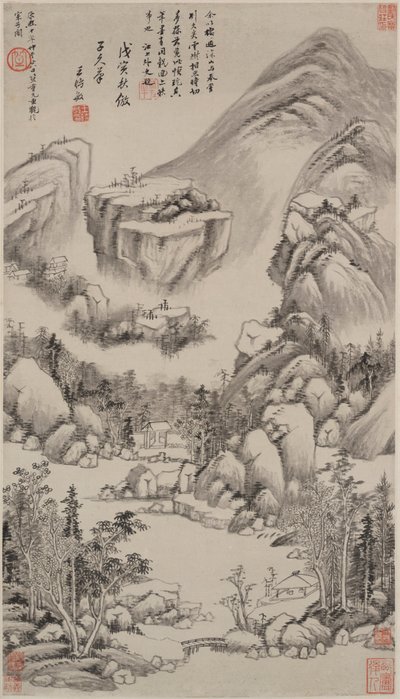 Krajobraz w stylu Huang Gongwang autorstwa Wang Shimin