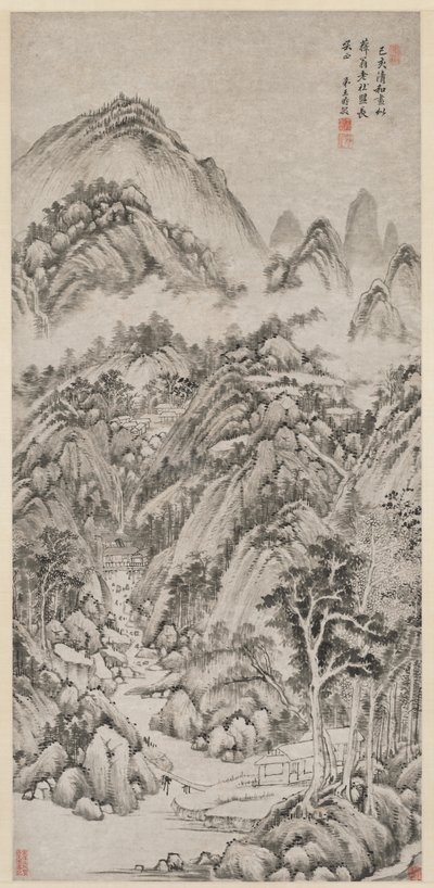 Górska wioska w objęciach lata, 1659. autorstwa Wang Shimin
