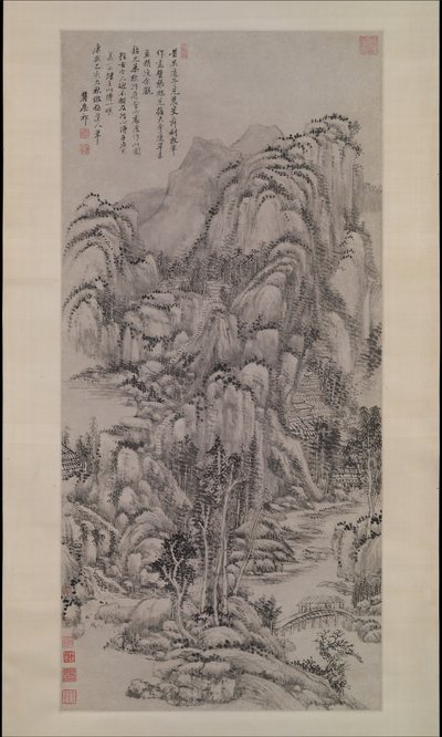 Krajobraz wg Wu Zhen, datowany na 1695 rok. autorstwa Wang Yuanqi