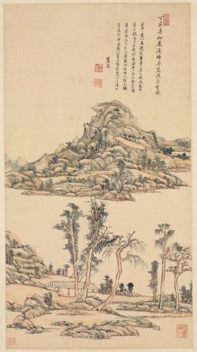 Krajobraz w stylu kolorów Ni Zan, 1707. autorstwa Wang Yuanqi