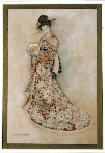 Geisha Girl (akwarela i złoto na płótnie) autorstwa Warwick Goble