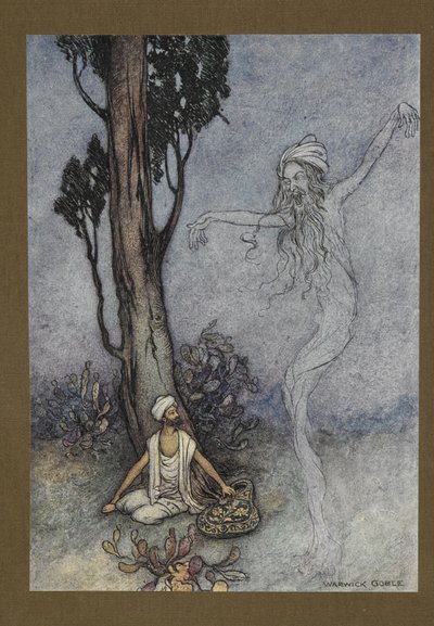 Płyta 26: „Teraz fryzjerze, zamierzam cię zniszczyć. Kto cię ochroni?”, z Folk-Tales of Bengal… Z 32 kolorowymi ilustracjami Warwicka Goble (Edition de luxe.) autorstwa Warwick Goble
