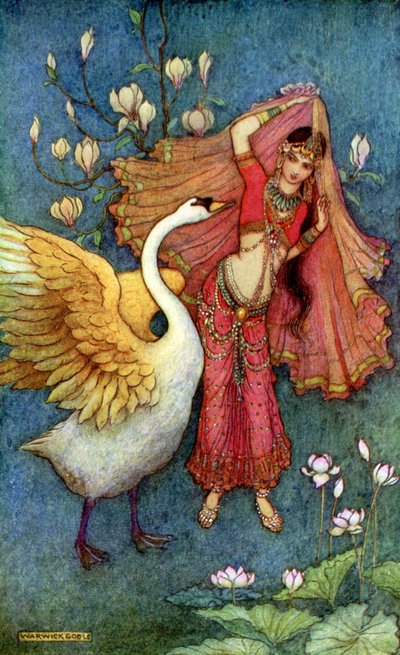 Księżniczka Dayamanti i łabędzi posłaniec autorstwa Warwick Goble