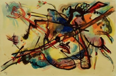 Kompozycja abstrakcyjna (niebieskie złoto) autorstwa Wassily Kandinsky