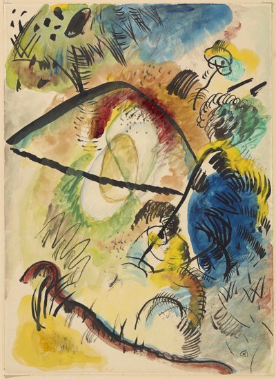 Akwarela IX (z czarnymi kreskami) autorstwa Wassily Kandinsky