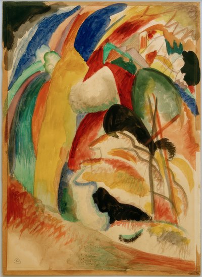 Szkic do obrazu z białym kształtem autorstwa Wassily Kandinsky