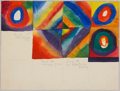 Studia kolorystyczne z informacją o technice malarskiej autorstwa Wassily Kandinsky