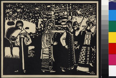 Femmes dans la foret - Kobiety w lesie (Frauen im Wald), Kandinsky, Wasilij Wasiliewicz (1866-1944). Drzeworyt autorstwa Wassily Kandinsky