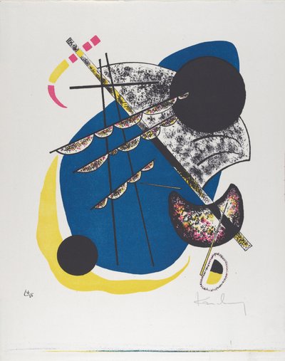 Kleine Welten II (Small Worlds II), 1922 (litografia drukowana w kolorze czarnym, czerwonym, niebieskim, żółtym) autorstwa Wassily Kandinsky