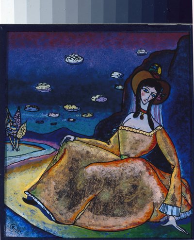 "Dama w swojej złotej sukience" Obraz Wasilija Kandinskiego (lub Wassily Kandinski lub Kandinskij autorstwa Wassily Kandinsky