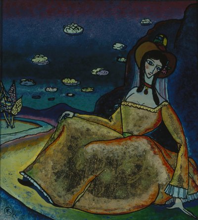 Dama w złotej sukience, 1917 autorstwa Wassily Kandinsky