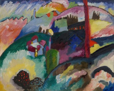 Krajobraz z kominem fabrycznym. 1910 autorstwa Wassily Kandinsky