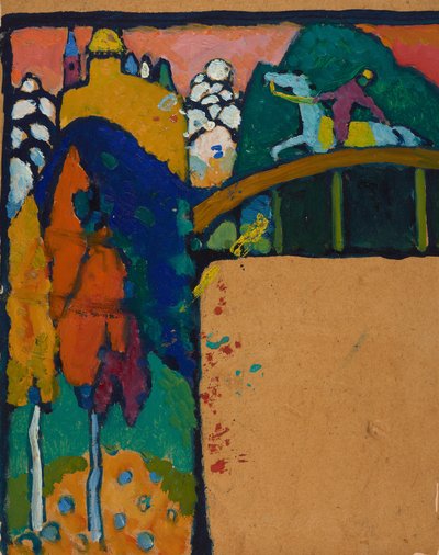 Krajobraz z jeźdźcem na moście autorstwa Wassily Kandinsky