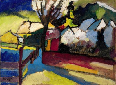 „Jesienny krajobraz z drzewem” Obraz Wassily Kandinsky (lub Wassily Kandinski lub Kandinskij autorstwa Wassily Kandinsky