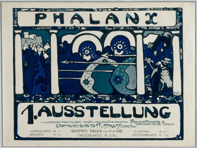 Plakat na pierwszą wystawę Falangi autorstwa Wassily Kandinsky