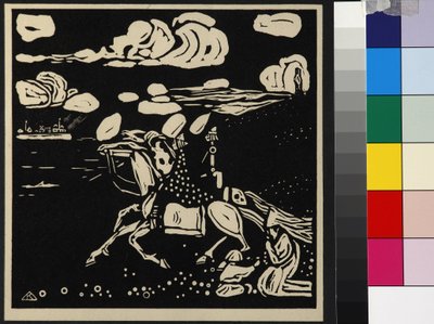 Rycerze (Les Chevaliers), Kandinsky, Wasilij Wasiliewicz (1866-1944). Drzeworyt autorstwa Wassily Kandinsky