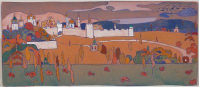 Miasto otoczone murami w jesiennym krajobrazie autorstwa Wassily Kandinsky