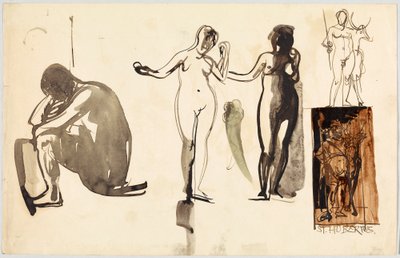 Akty kobiece i św. Hubertus, odwrocie: Akty kobiece autorstwa Wassily Kandinsky