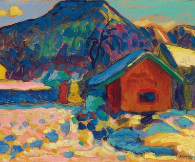 Studium zimowe z górą. 1908 autorstwa Wassily Kandinsky