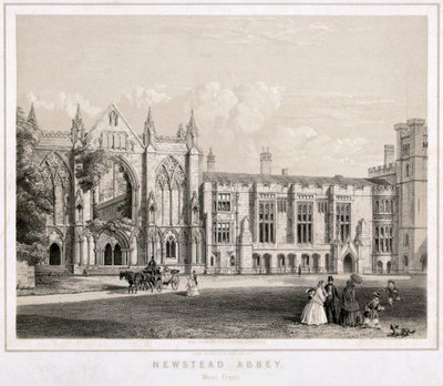 Zachodni aspekt opactwa Newstead, Nottinghamshire, c1860 autorstwa Waterlow and Sons