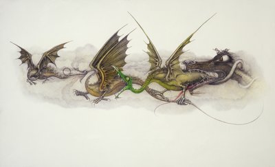 Duże smoki zjadają małe smoki autorstwa Wayne Anderson