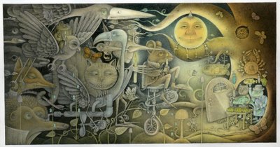 Creatures Appeared Out Of The Dark, 2010 (mixed media on art board) autorstwa Wayne Anderson