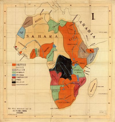 Afryka]. autorstwa Wells Missionary Map Co.
