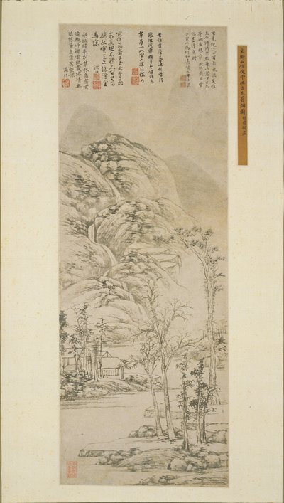 Starożytne drzewa i szare mgły, 1530. autorstwa Wen Zhengming