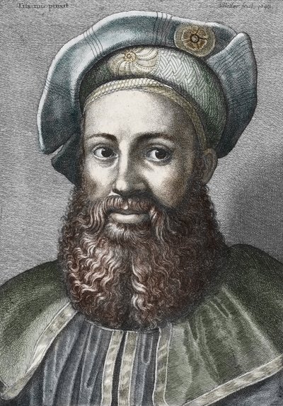 Portret Pietro Aretino (1492-1556) (Aretin), włoski poeta (Portret włoskiego poety Pietro Aretino) Grawerowanie Kolekcja prywatna autorstwa Wenceslaus (after) Hollar