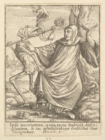 Opat z Tańca Śmierci, 1651. autorstwa Wenceslaus Hollar