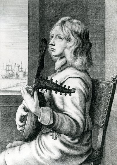 Barokowy gracz na lutni autorstwa Wenceslaus Hollar