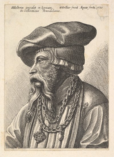 Brodaty mężczyzna z łańcuszkiem, 1647. autorstwa Wenceslaus Hollar