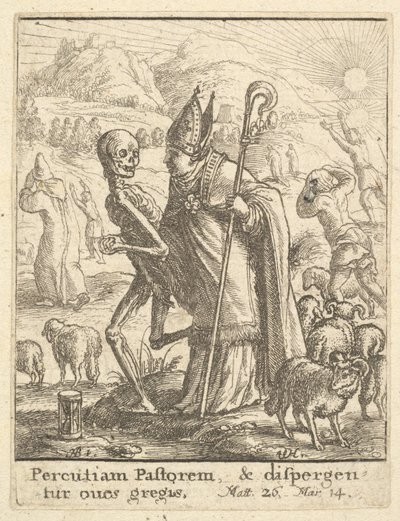 Biskup, z Tańca Śmierci, 1651. autorstwa Wenceslaus Hollar