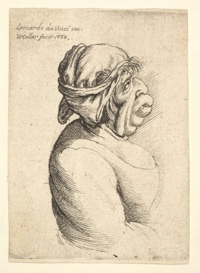 Popiersie kobiety z wystającymi ustami, ubranej w wydekoltowaną sukienkę i materiał przewiązany wokół głowy..., 1660. autorstwa Wenceslaus Hollar