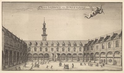 Byrsa of London, powszechnie znana jako Royal Exchange, Royal Exchange, Londyn, ca. 1647 autorstwa Wenceslaus Hollar