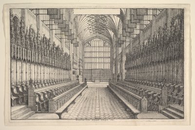 Chór i stalle w kaplicy św. Jerzego w Windsorze autorstwa Wenceslaus Hollar
