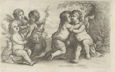 Chrystus, Jan i trzech Cherubinów Pedopaegion (tytuł serii) autorstwa Wenceslaus Hollar