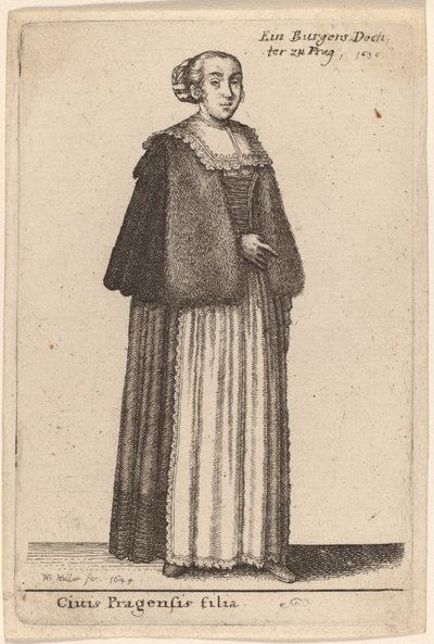 Córka obywatela Pragi autorstwa Wenceslaus Hollar