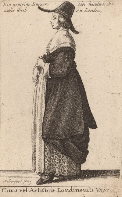 Obywatele lub Rzemieślnicy Londynu, 1643. autorstwa Wenceslaus Hollar