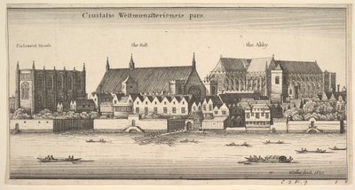 Część miasta Westminster, Westminster od rzeki, 1647. autorstwa Wenceslaus Hollar