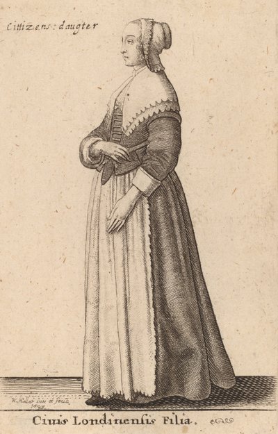 Obywatel Córka Londynu, 1643. autorstwa Wenceslaus Hollar