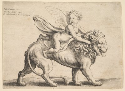 Kupidyn na lwie, 1652. autorstwa Wenceslaus Hollar
