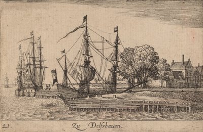 Port w Delft, 1635. autorstwa Wenceslaus Hollar