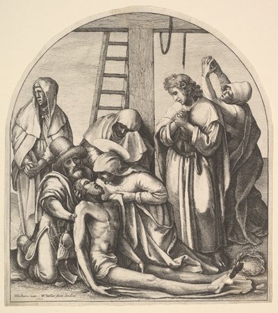 Zejście z krzyża, według Holbeina, 1640. autorstwa Wenceslaus Hollar