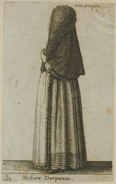 Kobieta z Dieppe autorstwa Wenceslaus Hollar