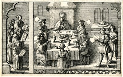 Kolacja podczas inwestytury Ferdynanda I do Podwiązki autorstwa Wenceslaus Hollar