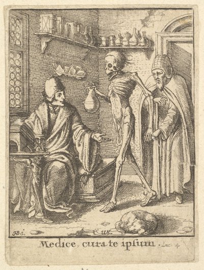 Doktor, z Tańca Śmierci, 1651. autorstwa Wenceslaus Hollar