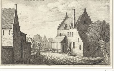 Wiejska ulica w Hemsen w pobliżu Mechelen Widoki miast europejskich (tytuł serii) autorstwa Wenceslaus Hollar