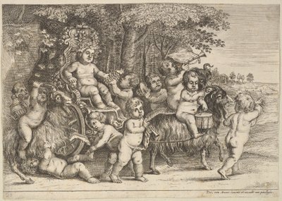 Jedenastu chłopców i trzy kozy, 1625-77. autorstwa Wenceslaus Hollar