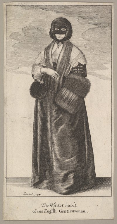 Angielska dama w zimowym stroju Zimowy habit pewnej angielskiej dżentelmena, 1644. autorstwa Wenceslaus Hollar